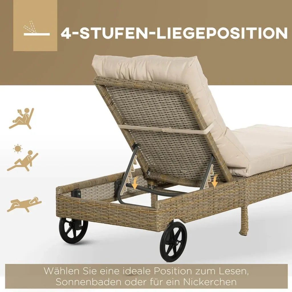 6-teiliges Lounge-Set in Rattanoptik, Metall+Polyester, grau
