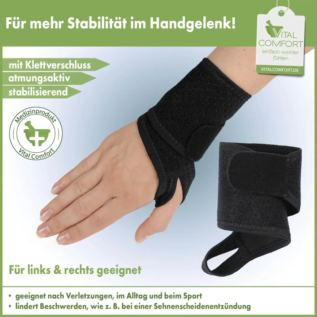 Aktiv-Handgelenkbandage mit Klettverschluss „Flexitek“, Universalgröße, Schwarz