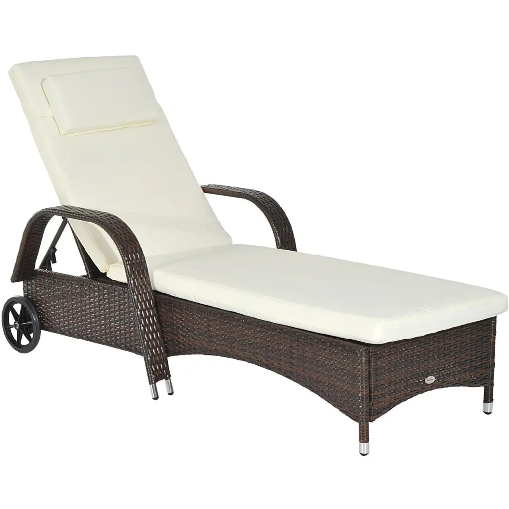 Mobile Gartenliege Kaffeebraun Rattanliege Polyrattan
