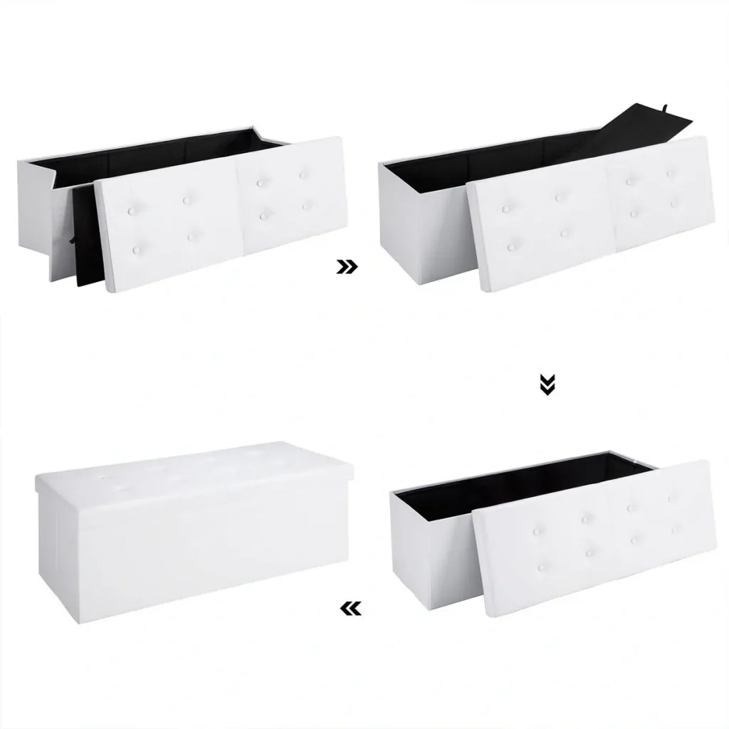Sofa / Aufbewahrungsbox / Fußhocker inkl. Aufbewahrung & Deckel - Weiß - 80 x 40 x 40 cm