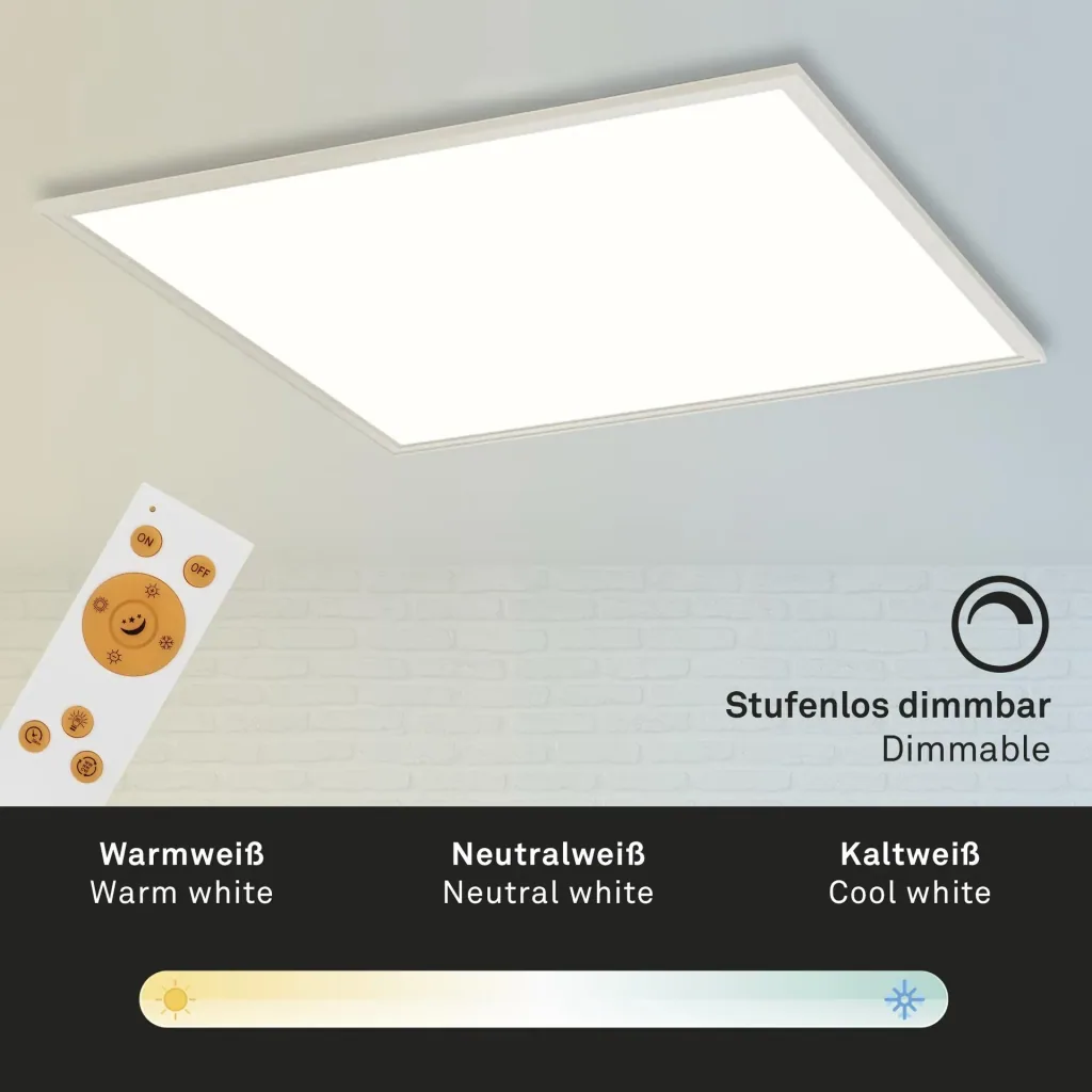 Ultraflaches LED Panel, viereckig, 59,5 cm, CCT, 36 Watt, weiß
