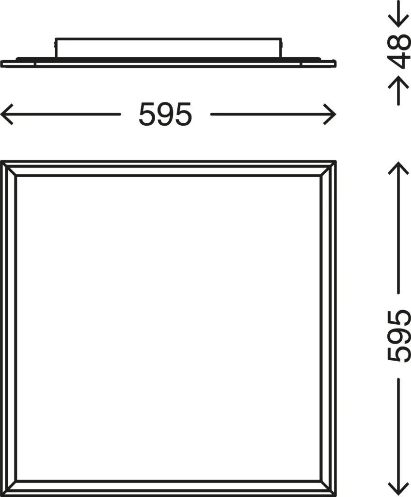 Ultraflaches LED Panel, viereckig, 59,5 cm, CCT, 36 Watt, weiß
