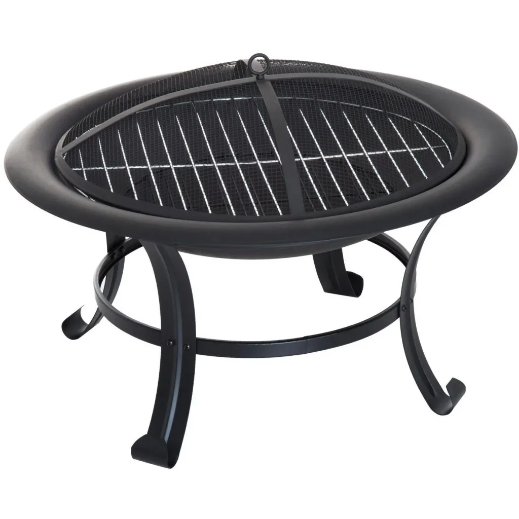 Feuerschale mit Grillrost Funkenschutz 74cm Schwarz