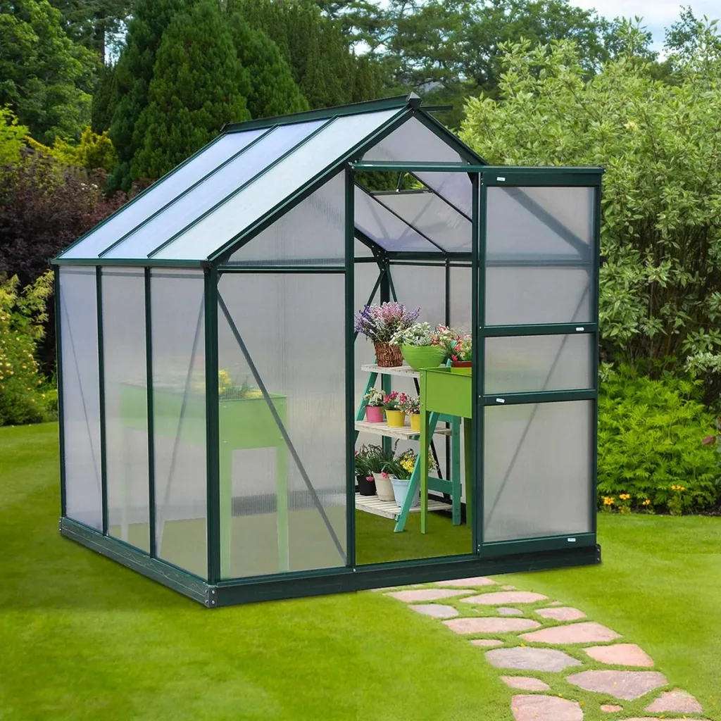 Gewächshaus mit Dachluke - Gehäuse aus Polycarbonat - 190 x 132 x 201 cm