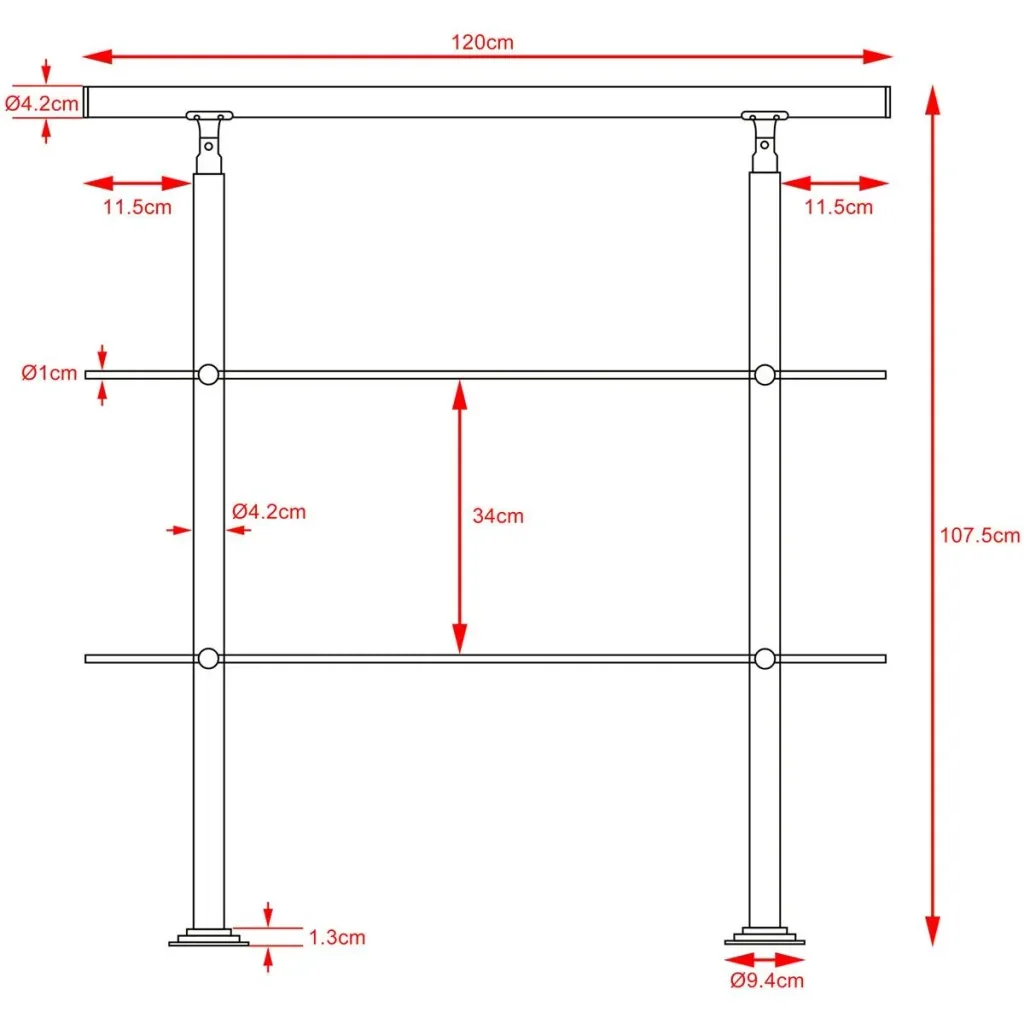 Handlauf Edelstahl 120cm 2 Streben