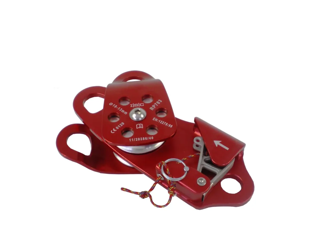 Doppelumlenkrolle aus Aluminium mit schwenkbarer Seitenabdeckung für 10 mm - 12 mm Seile