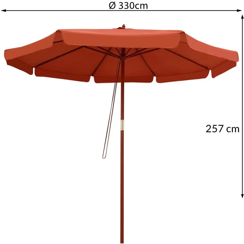 Sonnenschirm Terracotta Holz 330cm UV-Schutz 50+
