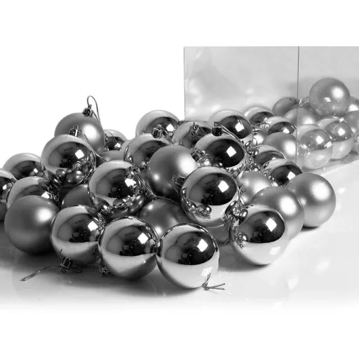 Weihnachtskugeln - Christbaumschmuck - silber 54 Stk.