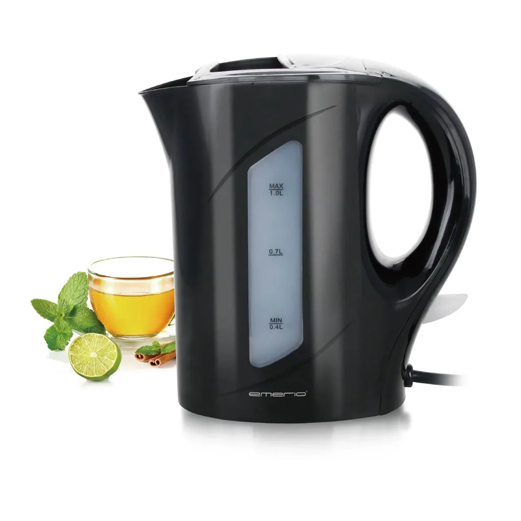 Wasserkocher, 1 Liter, 900 Watt, Schwarz