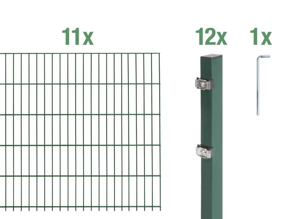 Doppelstabmattenzaun Komplettset, grün, Höhe 160 cm, Länge 22 m