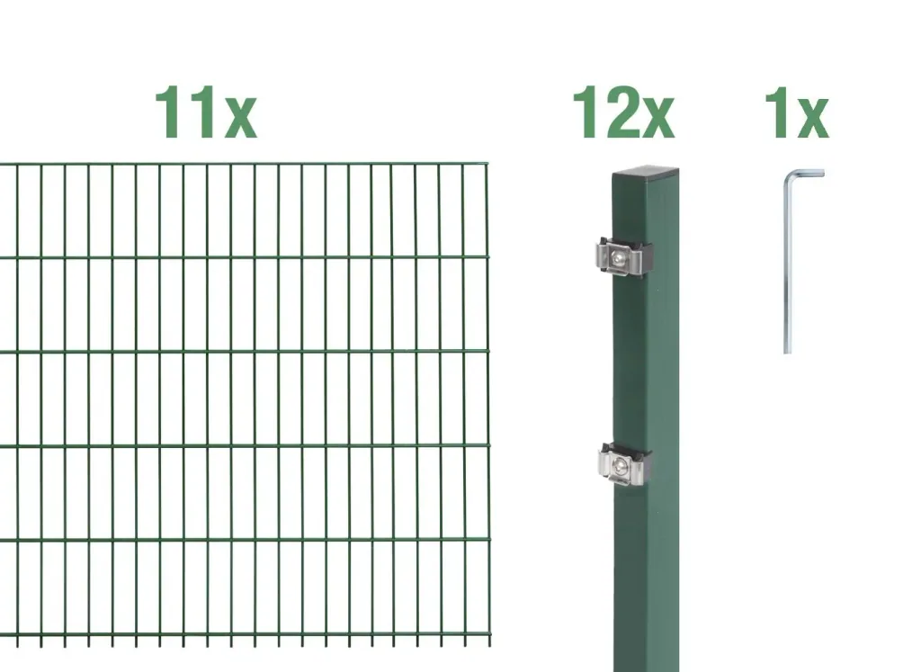 Doppelstabmattenzaun Komplettset, grün, Höhe 160 cm, Länge 22 m