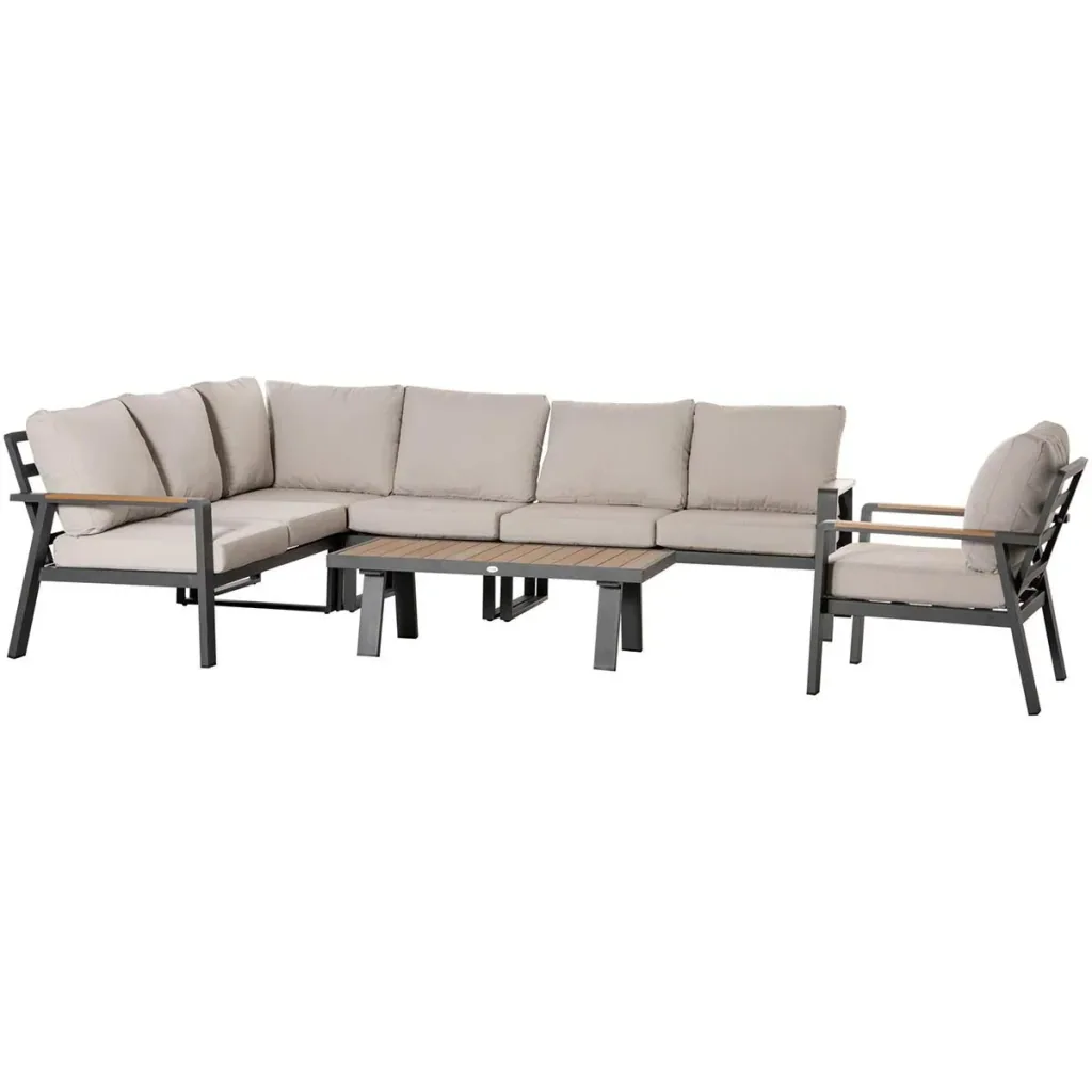 Loungeset - L-Sitzer 6 Personen - Creme/Weiß