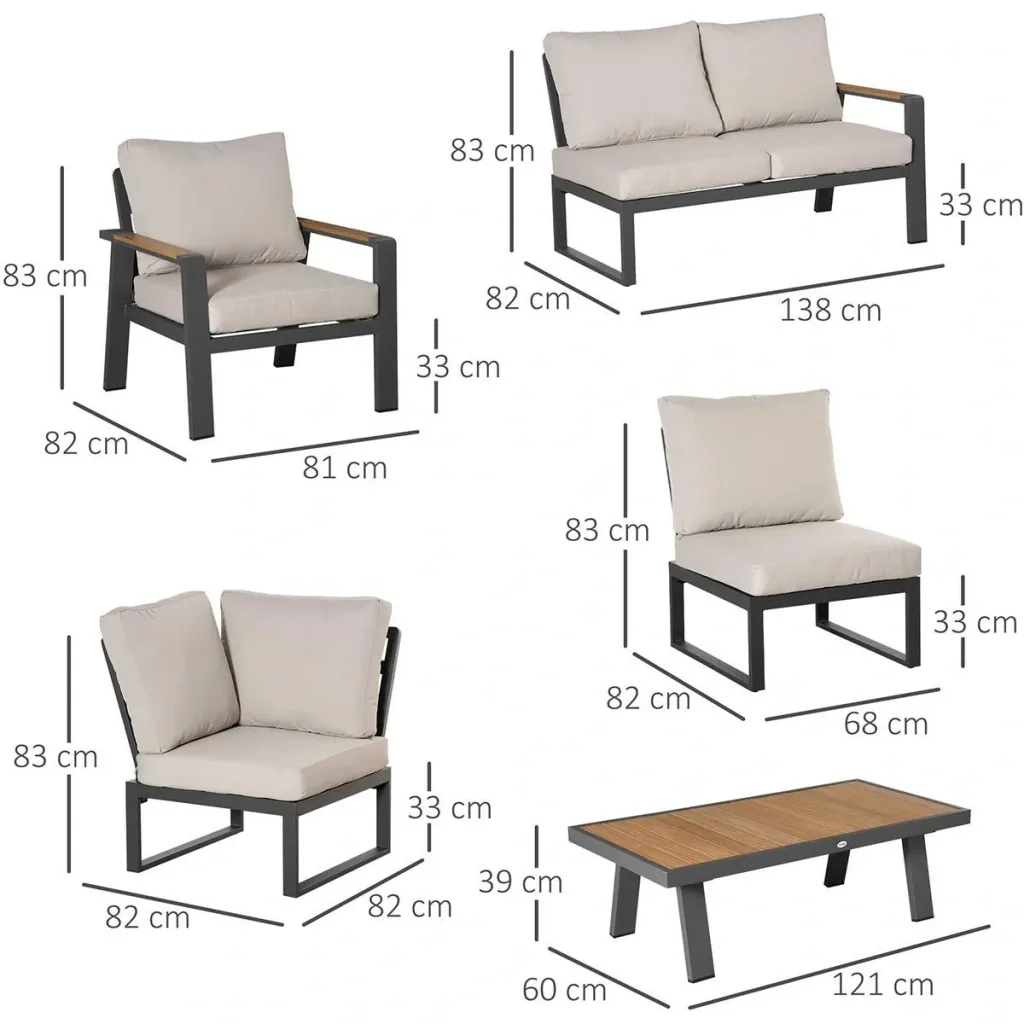 Loungeset - L-Sitzer 6 Personen - Creme/Weiß