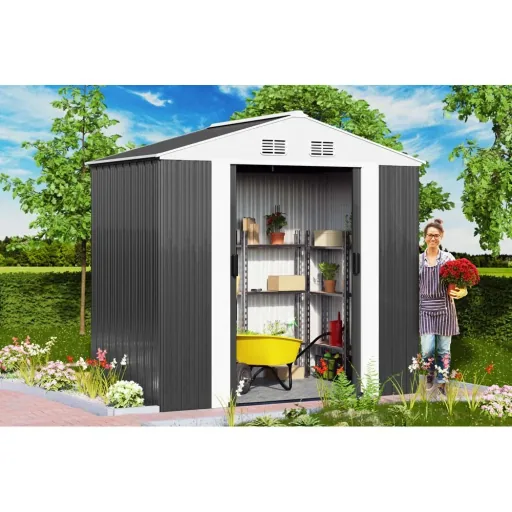 Gartenhaus anthrazit Metall 210x132x186cm