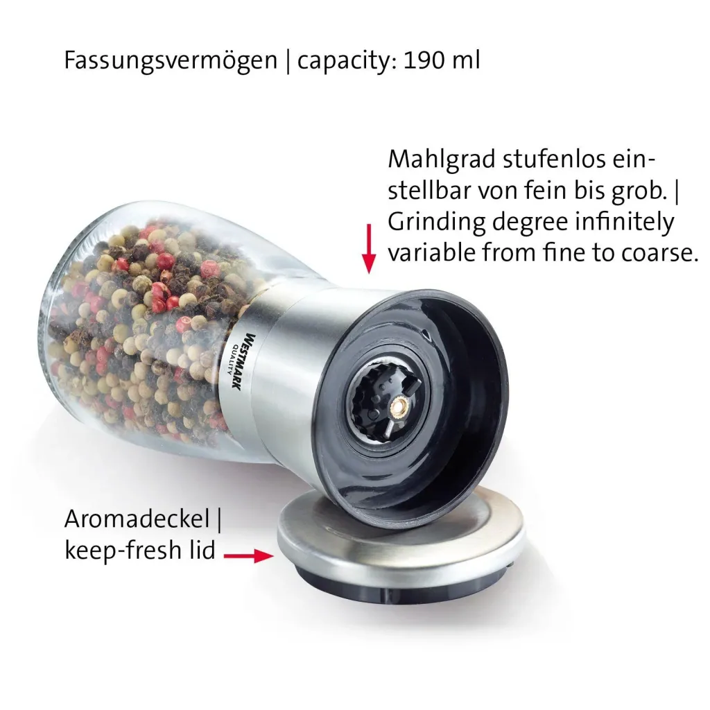 Gewürzmühlen Edelstahl, 2-teilig
