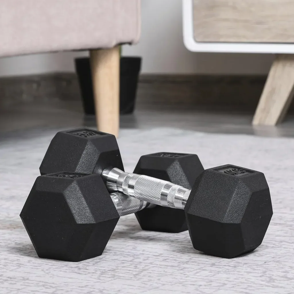 2er-Set Gummi-Hantel 4 KG Fitness Hantel Kurzhantel für Trainingsraum Büro sechseckige Form Metall Gummi Schwarz