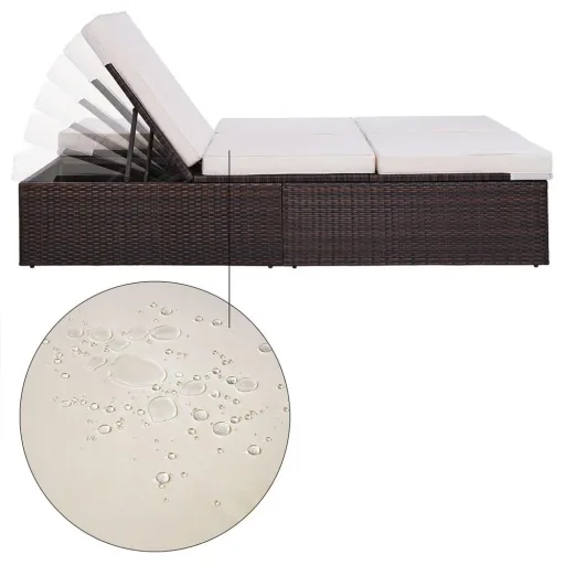 2-Personen-Liege polyrotan braun - creme 193 x 116 x 33cm