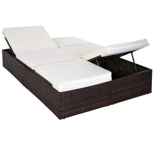 2-Personen-Liege polyrotan braun - creme 193 x 116 x 33cm