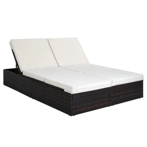 2-Personen-Liege polyrotan braun - creme 193 x 116 x 33cm
