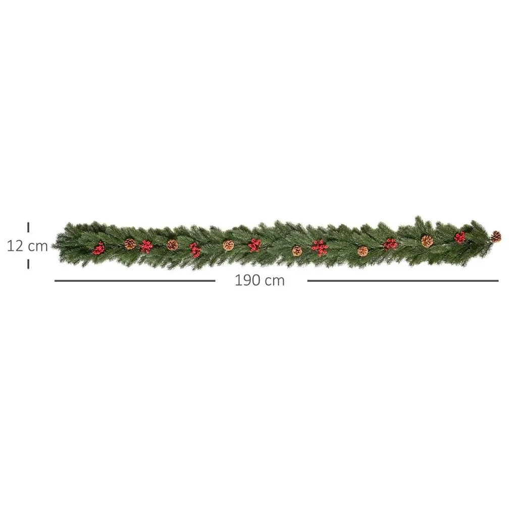 1,9M künstliche Weihnachtsgirlande Blumendekoration mit Tannenzapfen Beeren