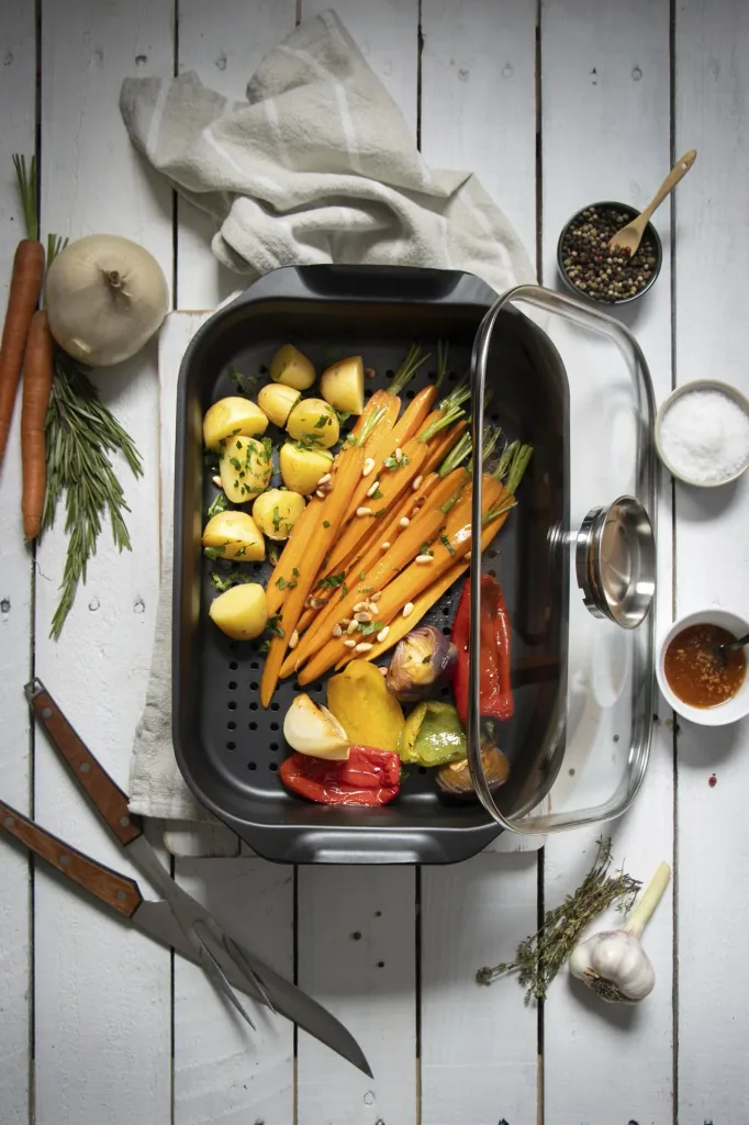 DuoVital Keramikbräter mit Dünst- und Gareinsatz 7 Liter - 2in1 mit Aromadeckel