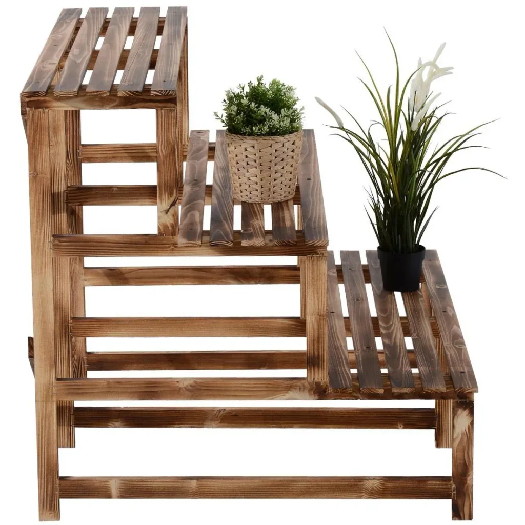 Pflanzentreppe Blumenregal Tannenholz 3 Stufen L100 x W80 x H80cm