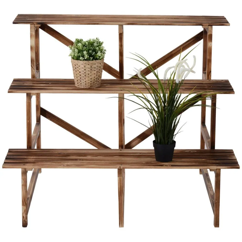 Pflanzentreppe Blumenregal Tannenholz 3 Stufen L100 x W80 x H80cm