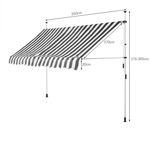 Klemmmarkise Weiß/Grau 350cm