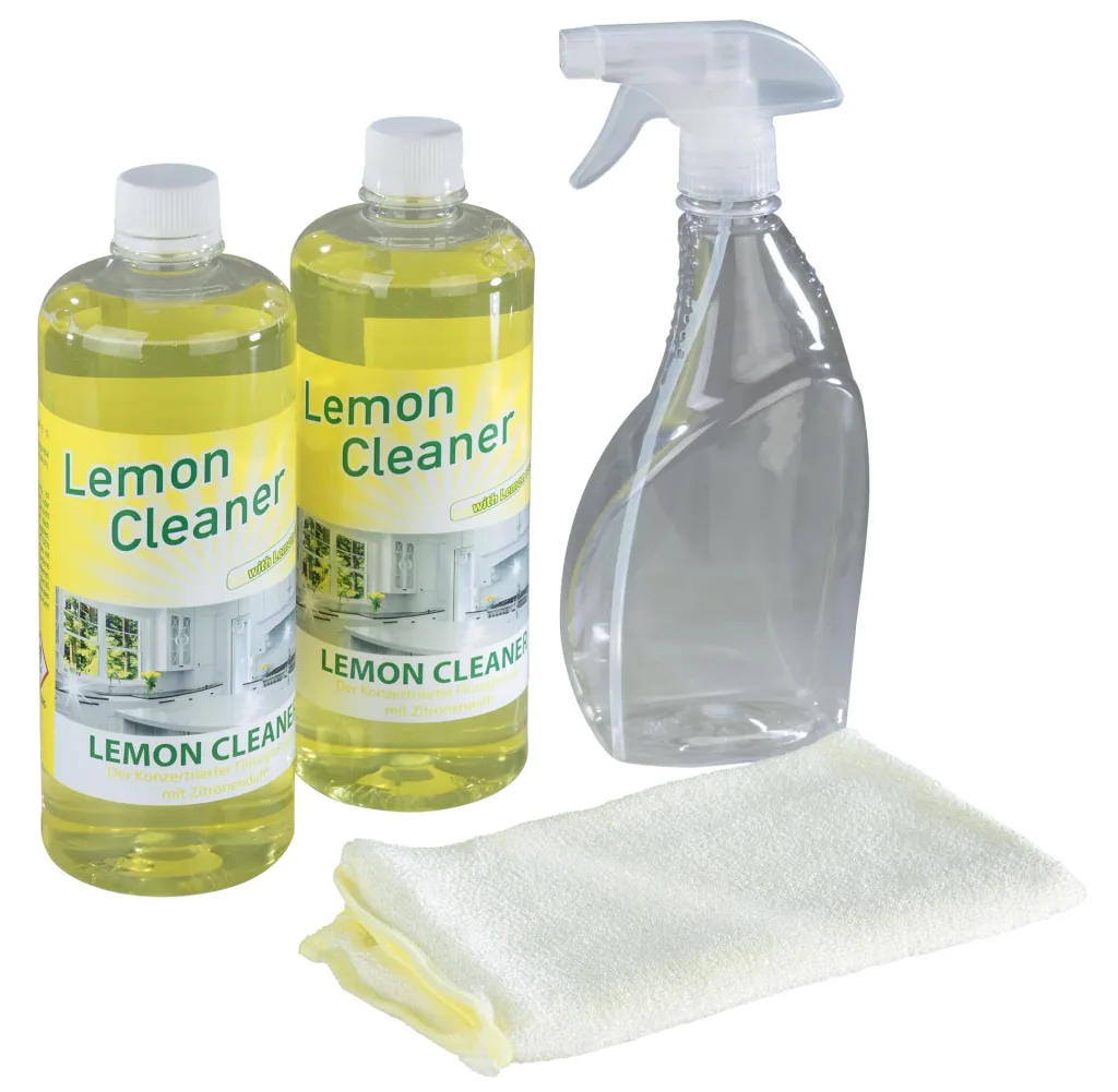 Zitronen-Reiniger, 2 x 750 ml, mit Sprühflasche und Mikrofasertuch