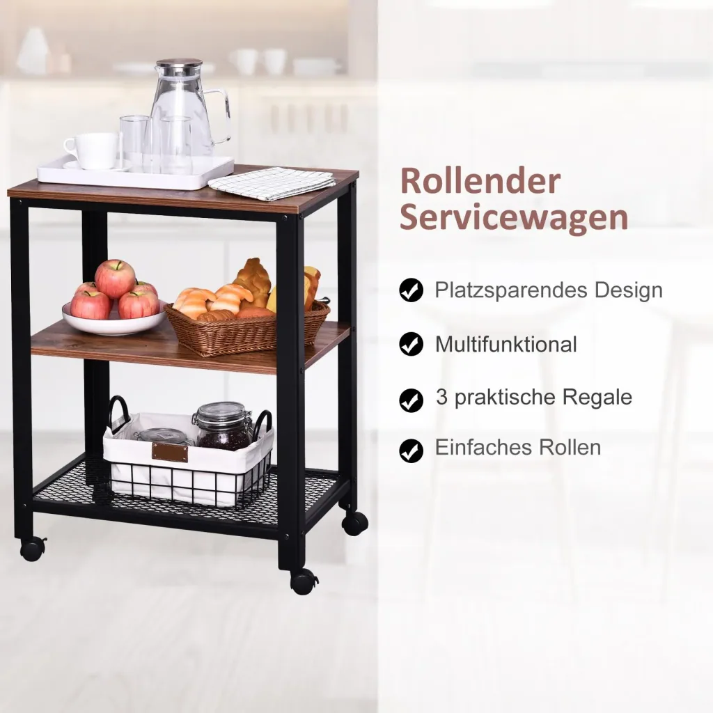 Servierwagen mit 3 Ablageflächen