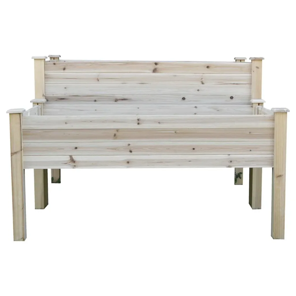 Hochbeet 2 Stufen Frühbeet Kräuterbeet Pflanzkasten mit Abflusslöchern Massivholz Natur 115 x 114 x 76 cm