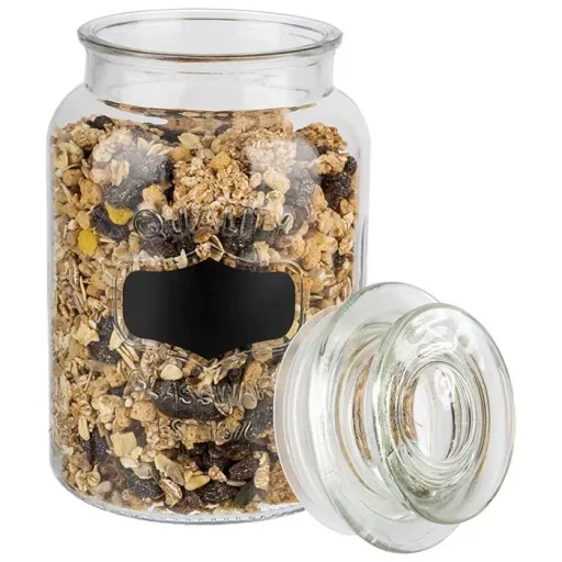 Vorratsglas mit Beschriftungsfeld - Glasbehälter mit 1,2 L
