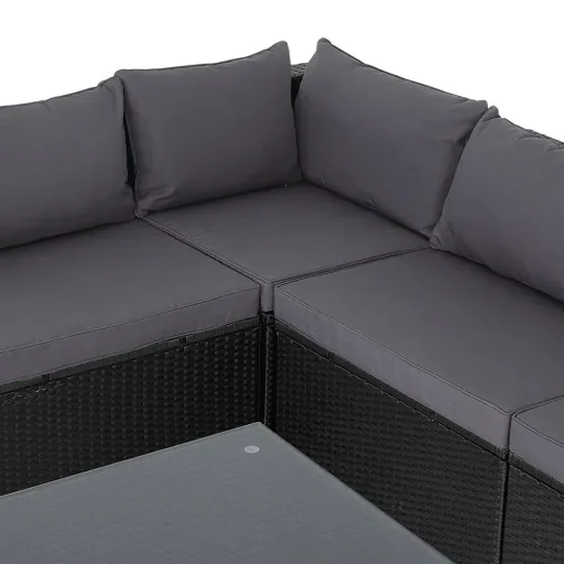 Polyrotan Lounge-Set 16-Sitzer - Schwarz-Anthrazit