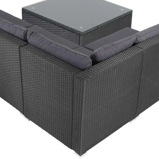 Polyrotan Lounge-Set 16-Sitzer - Schwarz-Anthrazit