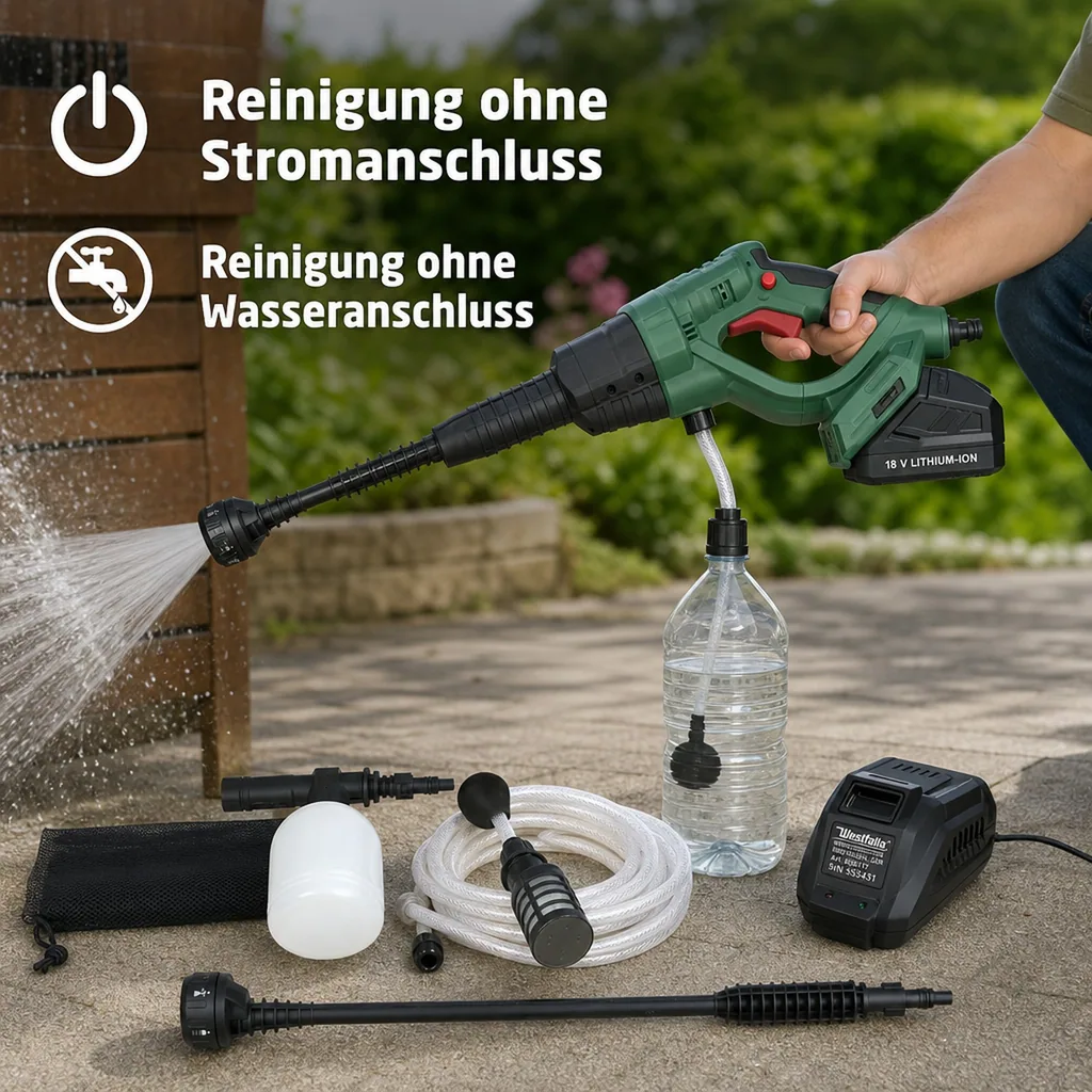 Hochdruckreiniger "Jet Nexx 2", 18 V Li-Ion, inklusive 18 Volt Li - Ion Akku 1,5 Ah und Ladegerät 2,4 A