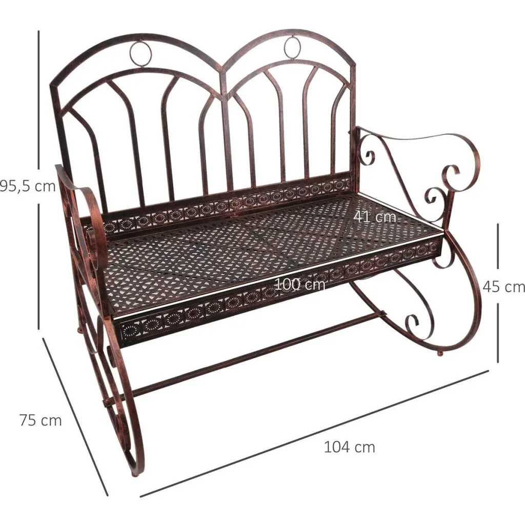Gartenbank Schaukelbank Parkbank Sitzbank Bank 2-Sitzer Metall 104 x 75 x 95,5 cm
