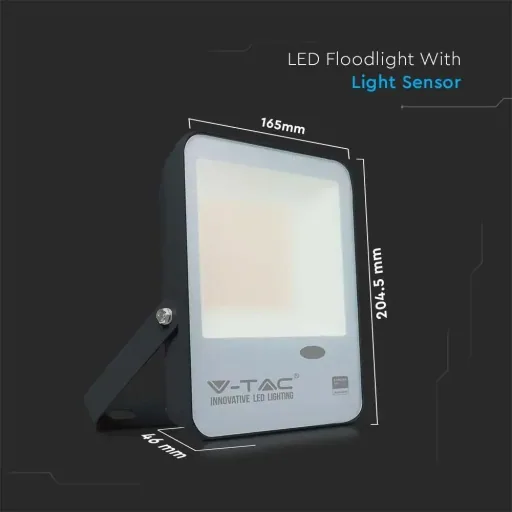 VT-37S LED-Scheinwerfer mit Tag/Nacht-Sensor - 30 W - 3000 Lm - 6400K - schwarz