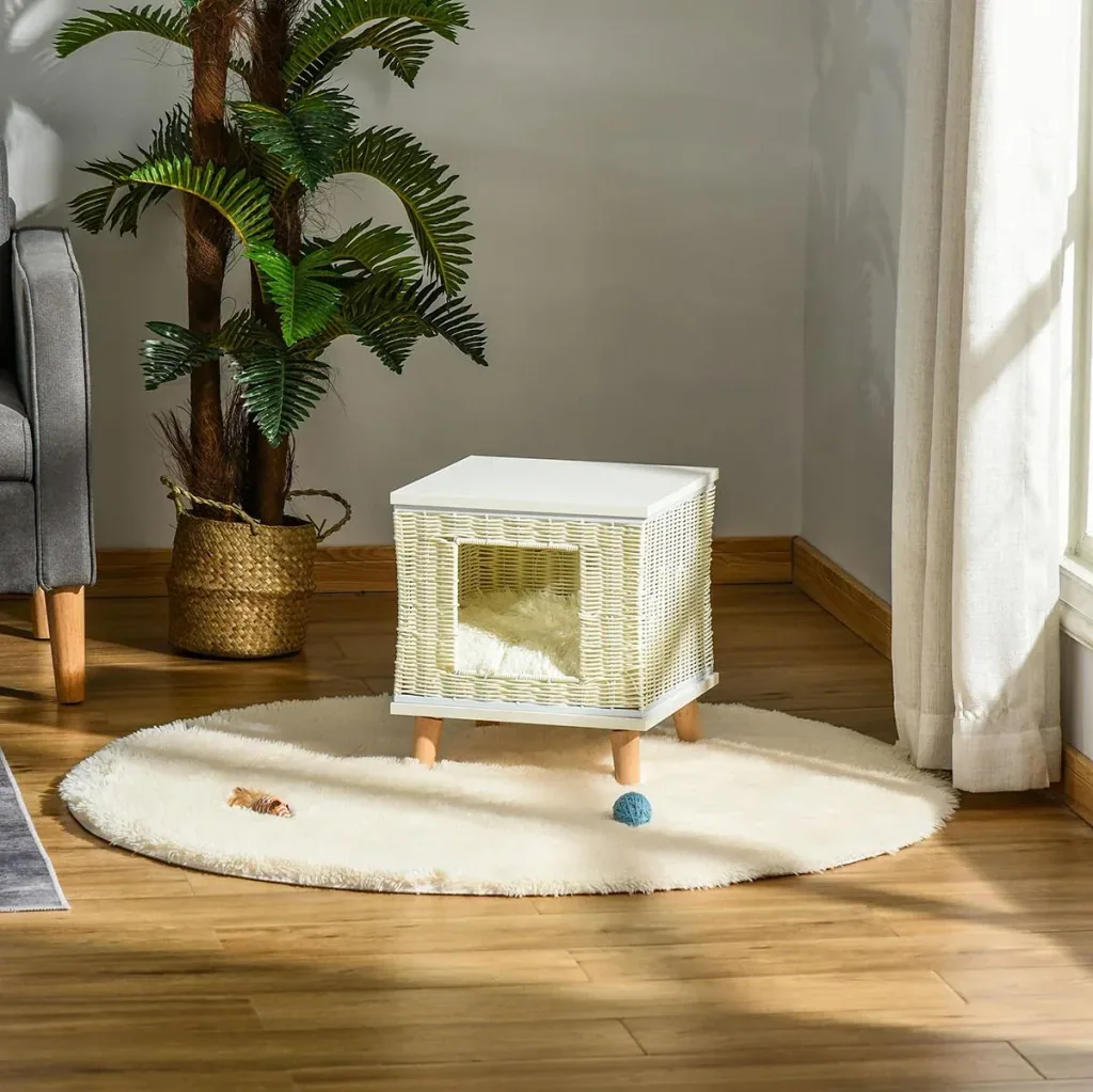 Rattan Katzenhütte 36 cm x 36 cm x 40 cm