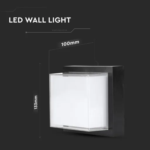 VT-831 LED-Wandleuchte - 7W - 3000K - 400 Lumen - Schwarz - Quadrat