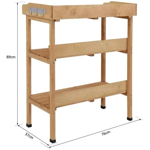 Pflanztisch Gärtnertisch Blumentisch mit Metall Arbeitsfläche Garten Holz