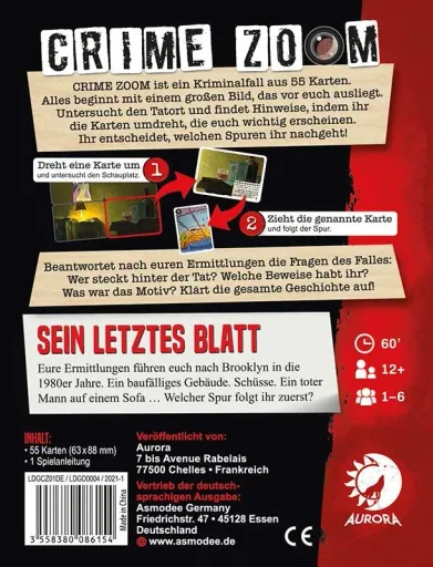 Crime Zoom - Sein letztes Blatt - Krimispiel im Taschenformat