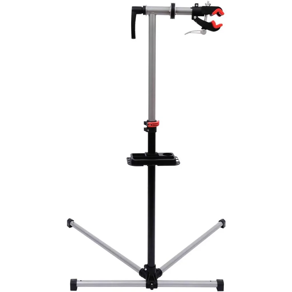 Montageständer mit Werkzeugablage schwarz/grau/rot
