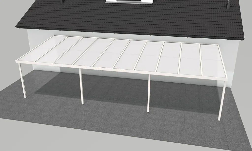 Terrassendach Premium, weiß, 10140 x 4060 mm - Klima blue