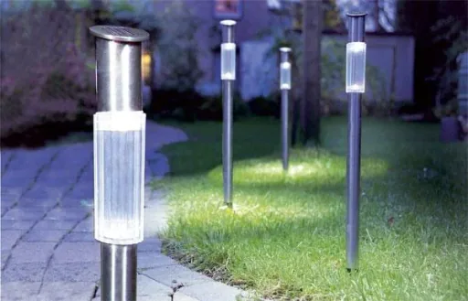 Solar-Gartenlampe, Edelstahl, 3er-Set