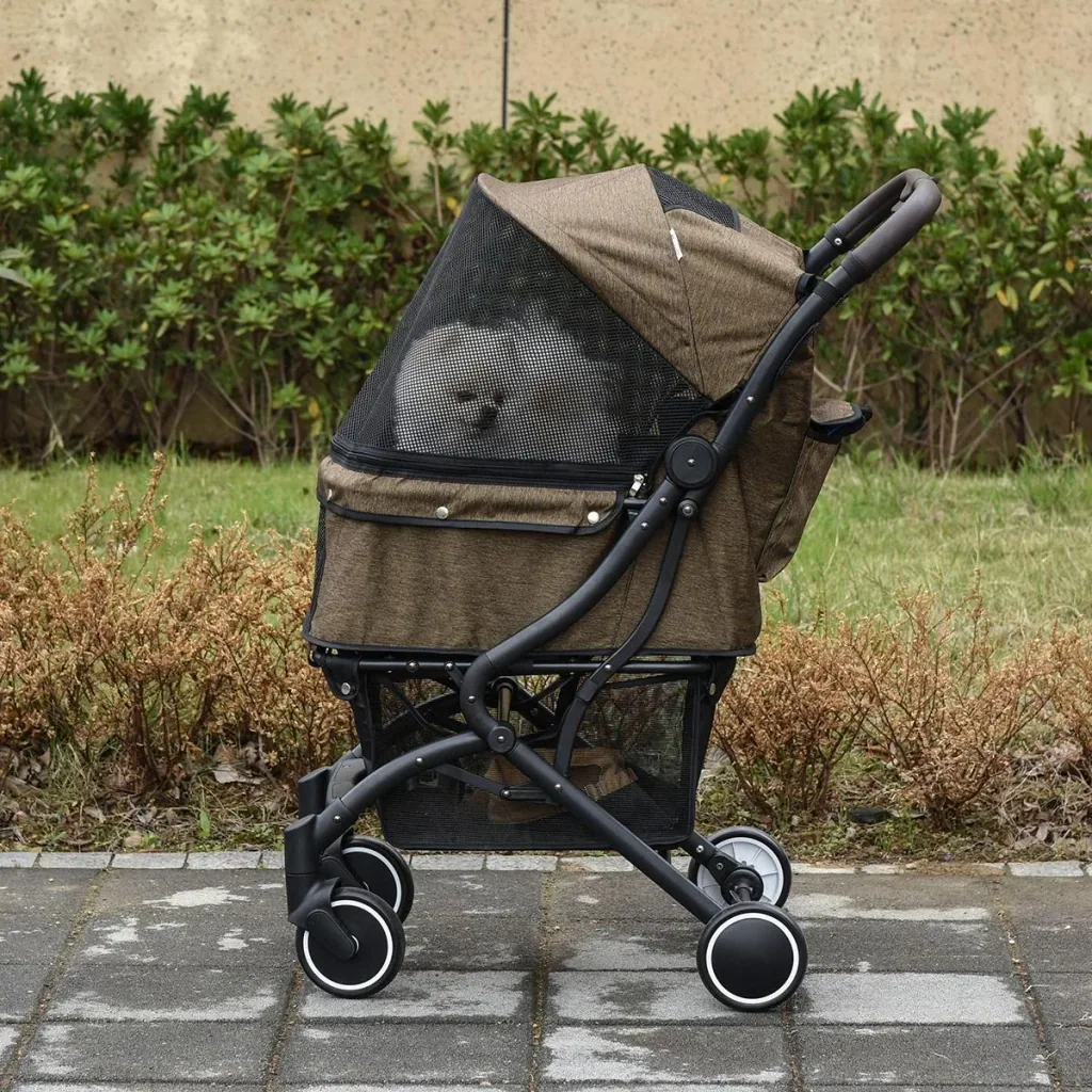Haustierbuggy mit Klappfunktion braun, schwarz