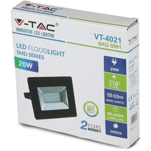 VT-4021 20W Strahler mit grünem Licht - IP65 - Atmosphärische Beleuchtung