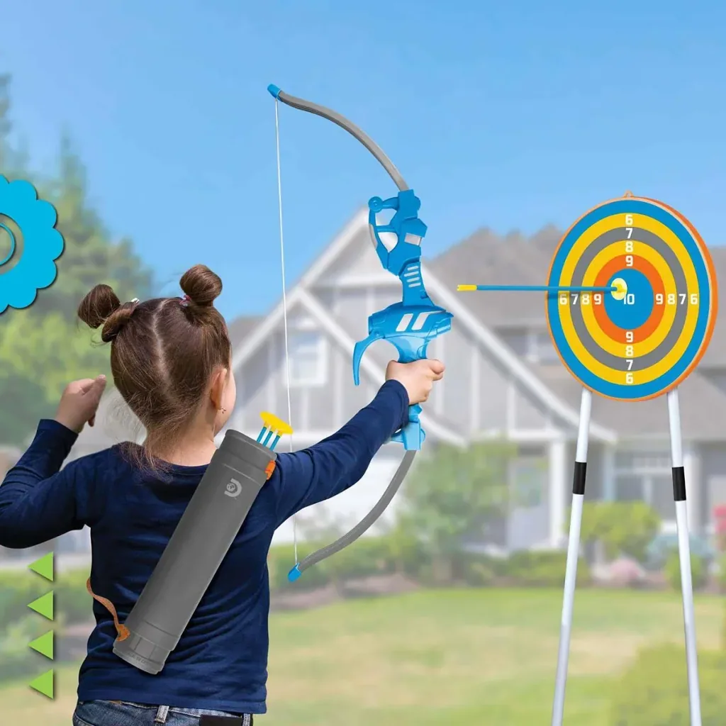 Discovery Kids Bullseye Bogenschießset mit LED-Licht zum Zielen - enthält 4 Pfeile und 1 Bogen - Köcher mit Riemen
