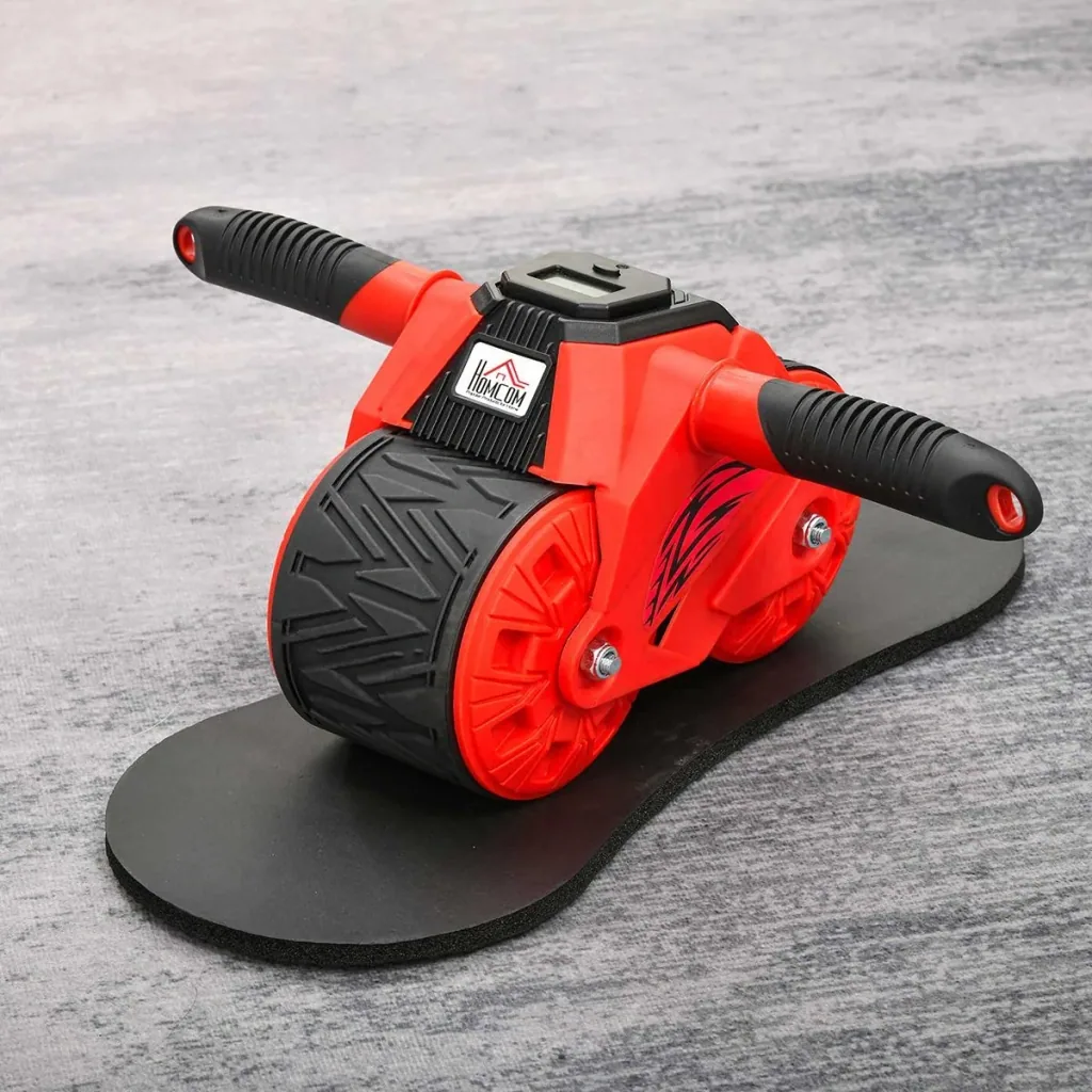 AB Roller Bauchtrainer Bauchroller Bauchmuskeltraining inkl. Kniematte Display ABS Gummi Rot 40 x 25 x 16 cm