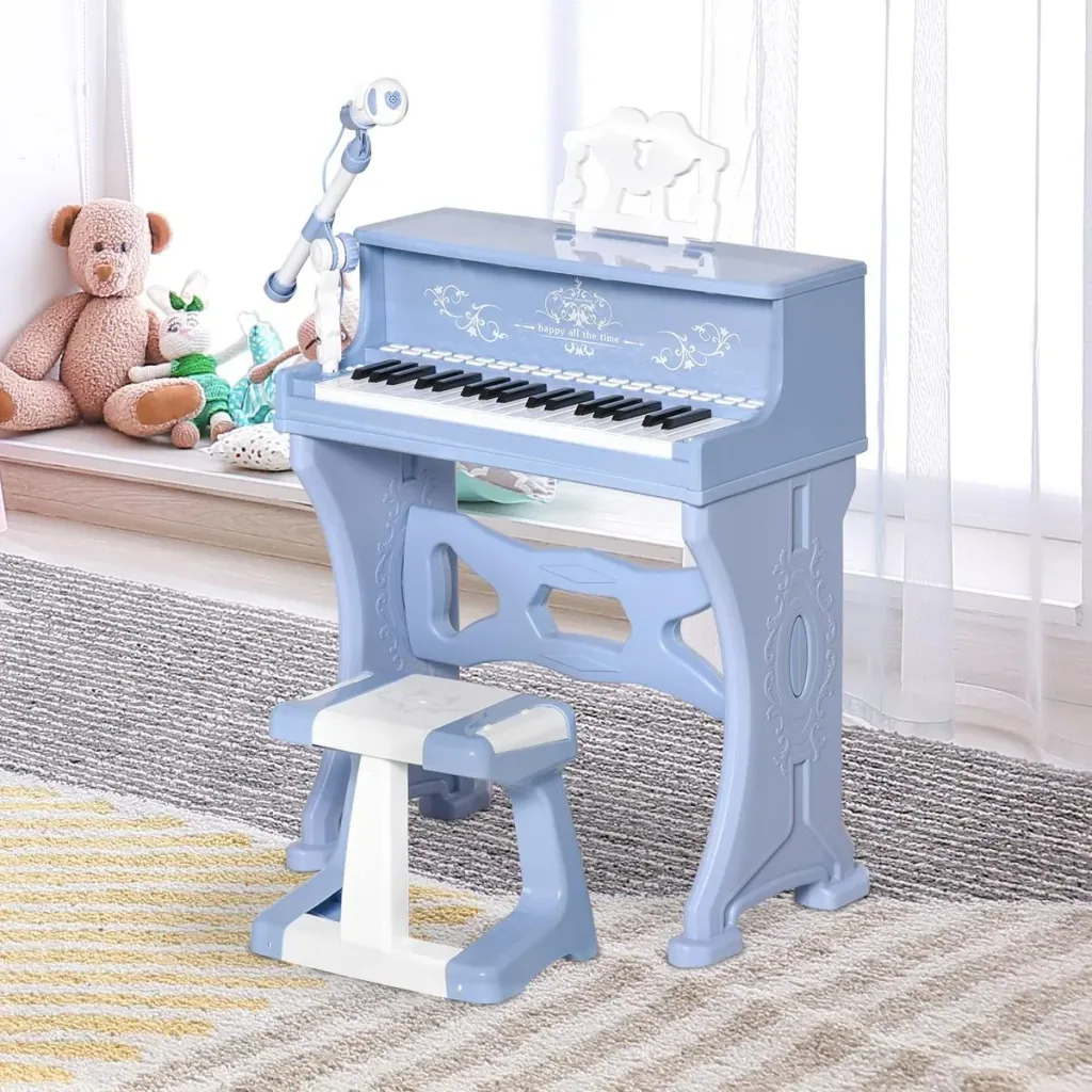 Kinder Klavier 37 Tasten Mini-Klavier Piano Keyboard mit Hocker und 22 Demo-Songs zum Abspielen aus ABS Musikinstrument