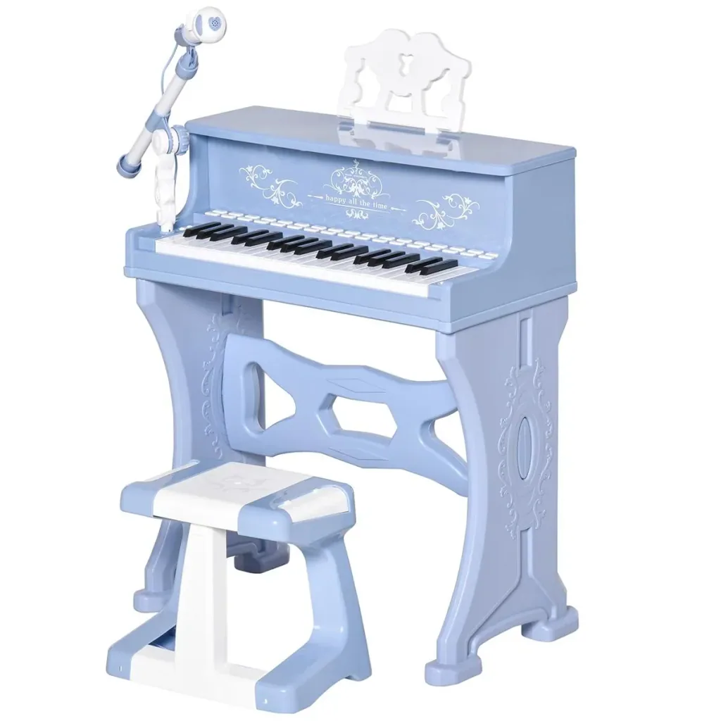 Kinder Klavier 37 Tasten Mini-Klavier Piano Keyboard mit Hocker und 22 Demo-Songs zum Abspielen aus ABS Musikinstrument